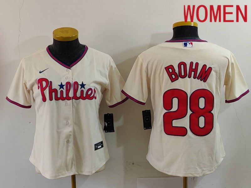 Women Philadelphia Phillies #28 Bohm Cream Game 2024 Nike MLB Jersey style 1->women mlb jersey->Women Jersey
